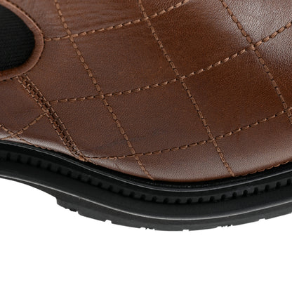 Chanel Calfskin Patent Cap Toe Quilted Short Boots 38.5 Brown Black 16 of 17
