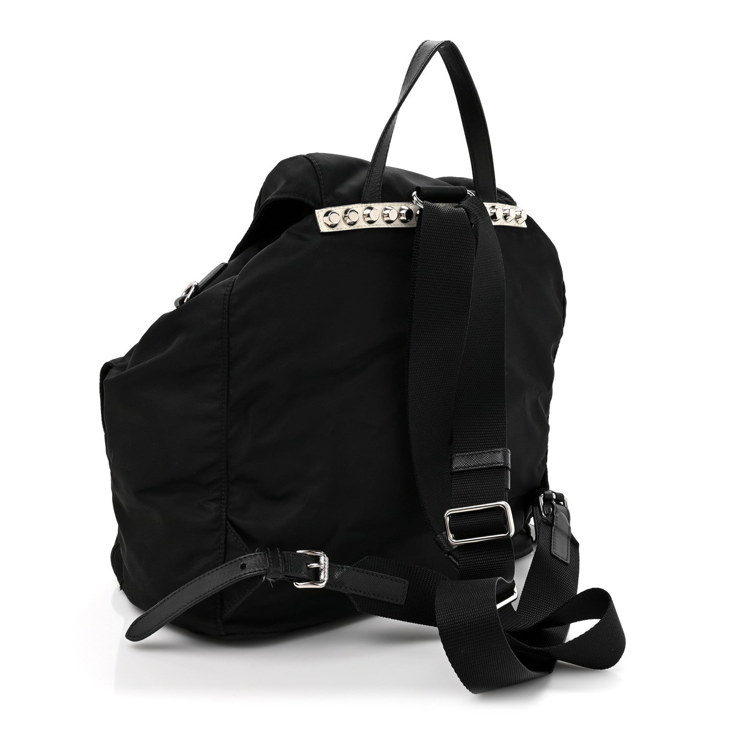 Prada Nylon New Vela Studded Backpack Black Fuoco 3 of 12