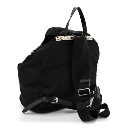 Prada Nylon New Vela Studded Backpack Black Fuoco 3 of 12
