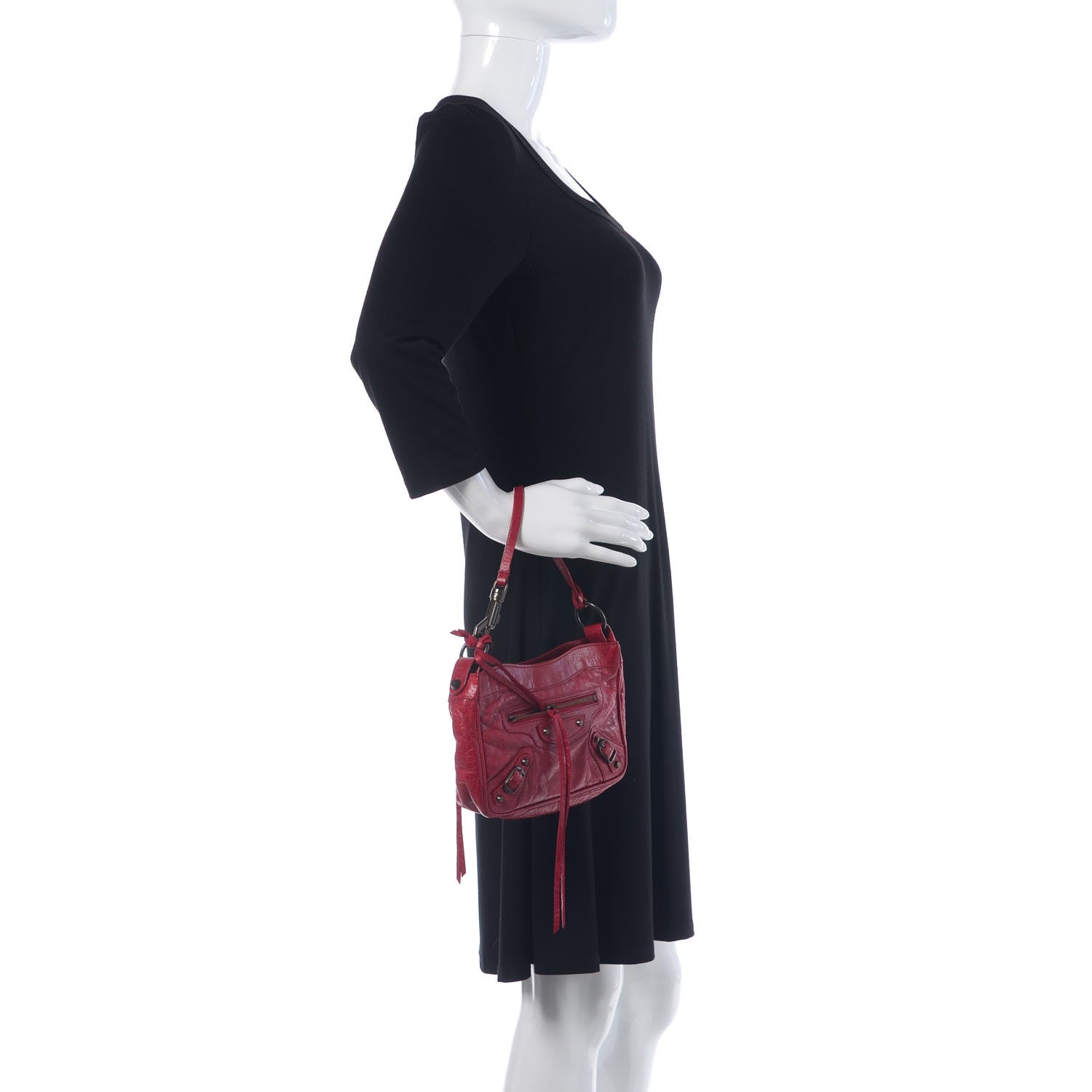 Balenciaga Agneau Classic Hardware Shoulder Bag Rubisse 2 of 9