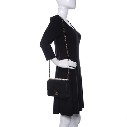 Chanel Lambskin Quilted Small Chic Pearls Flap Black 2 of 14