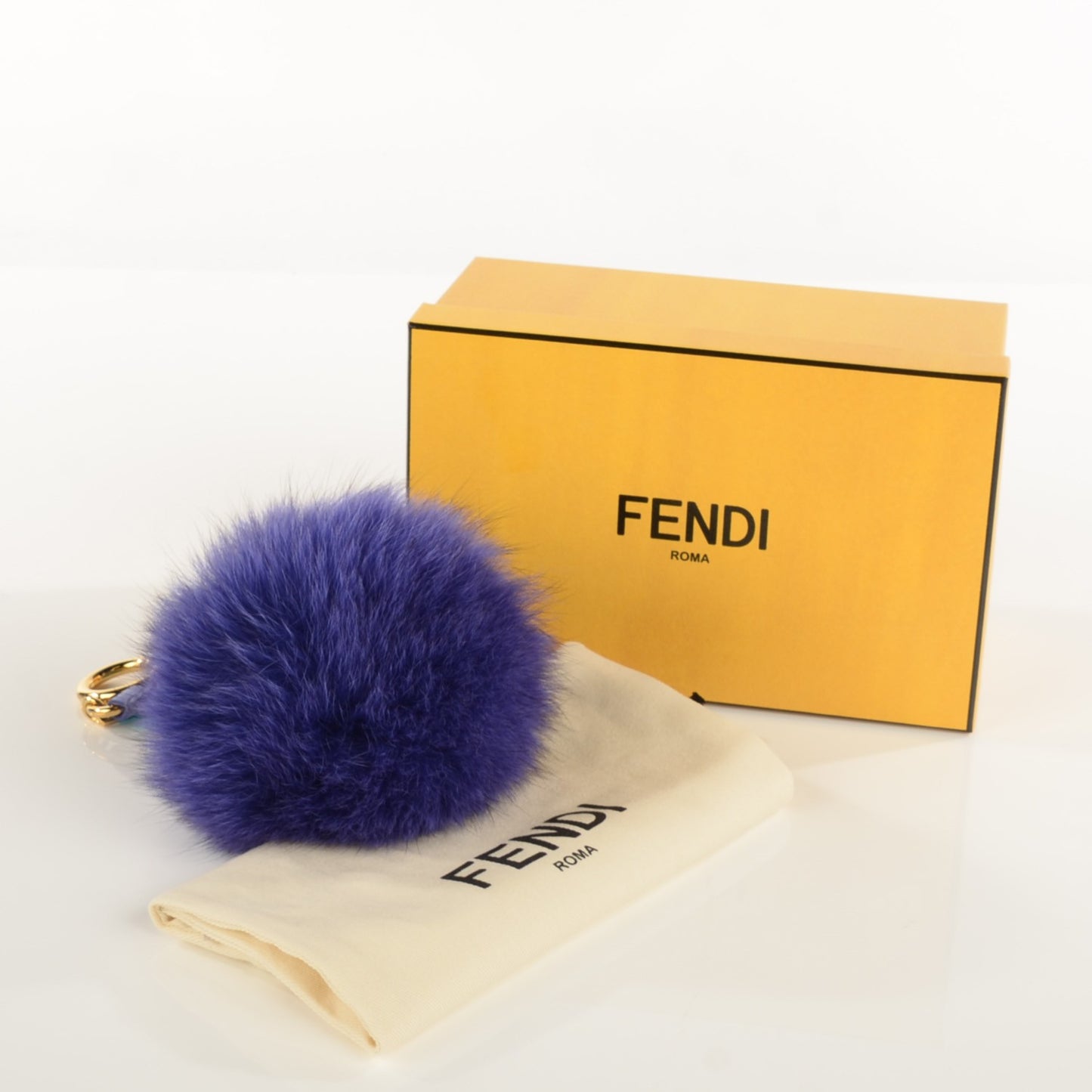 Fox Fur Pom Pom Bag Charm Berry