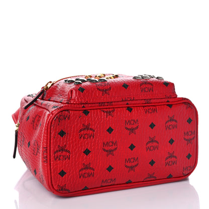 MCM Visetos Studded Small Stark M Backpack Scooter Red 4 of 9