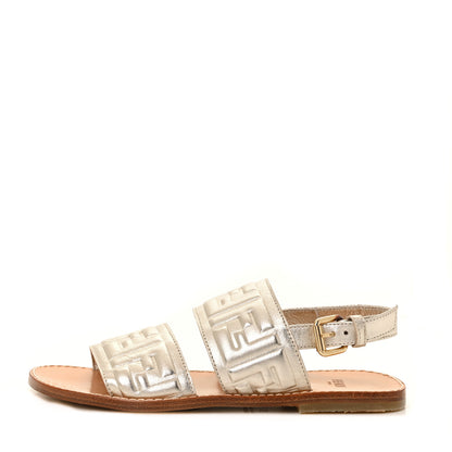 Fendi Metallic Nappa FF Embossed Slingback Slide Sandals 35 Gold 1 of 7