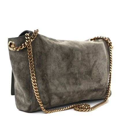 Saint Laurent Smooth Calfskin Suede Medium Reversible Monogram Kate Satchel Grey Khaki 4 of 17