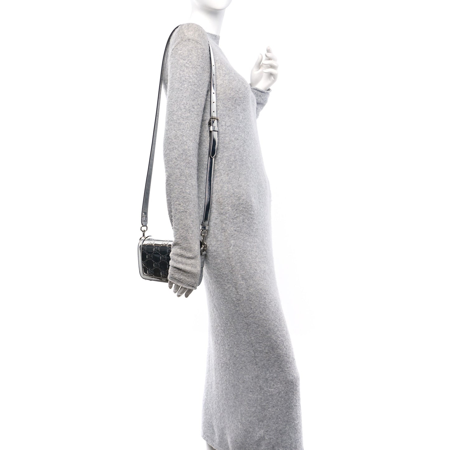 Guccissima Mirror Effect Mini Crossbody Silver Sphinx