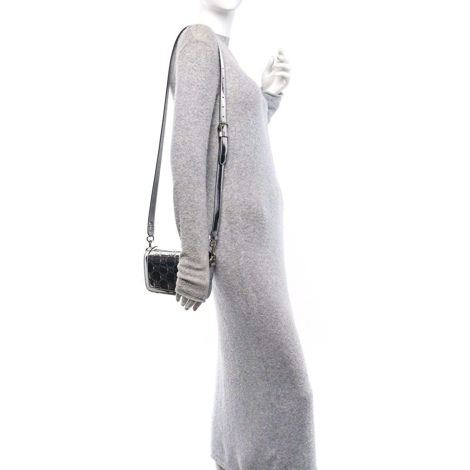 Gucci Guccissima Mirror Effect Mini Crossbody Silver Sphinx 2 of 14