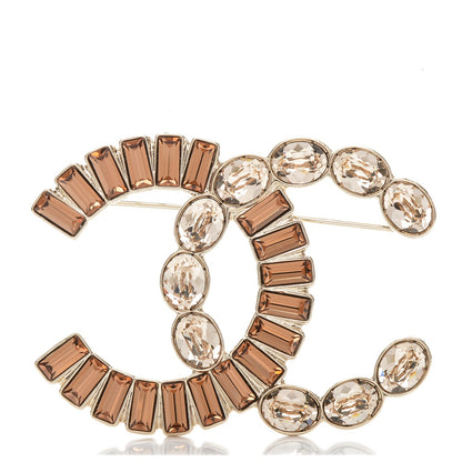 Chanel Baguette Crystal CC Brooch Gold Beige 1 of 4
