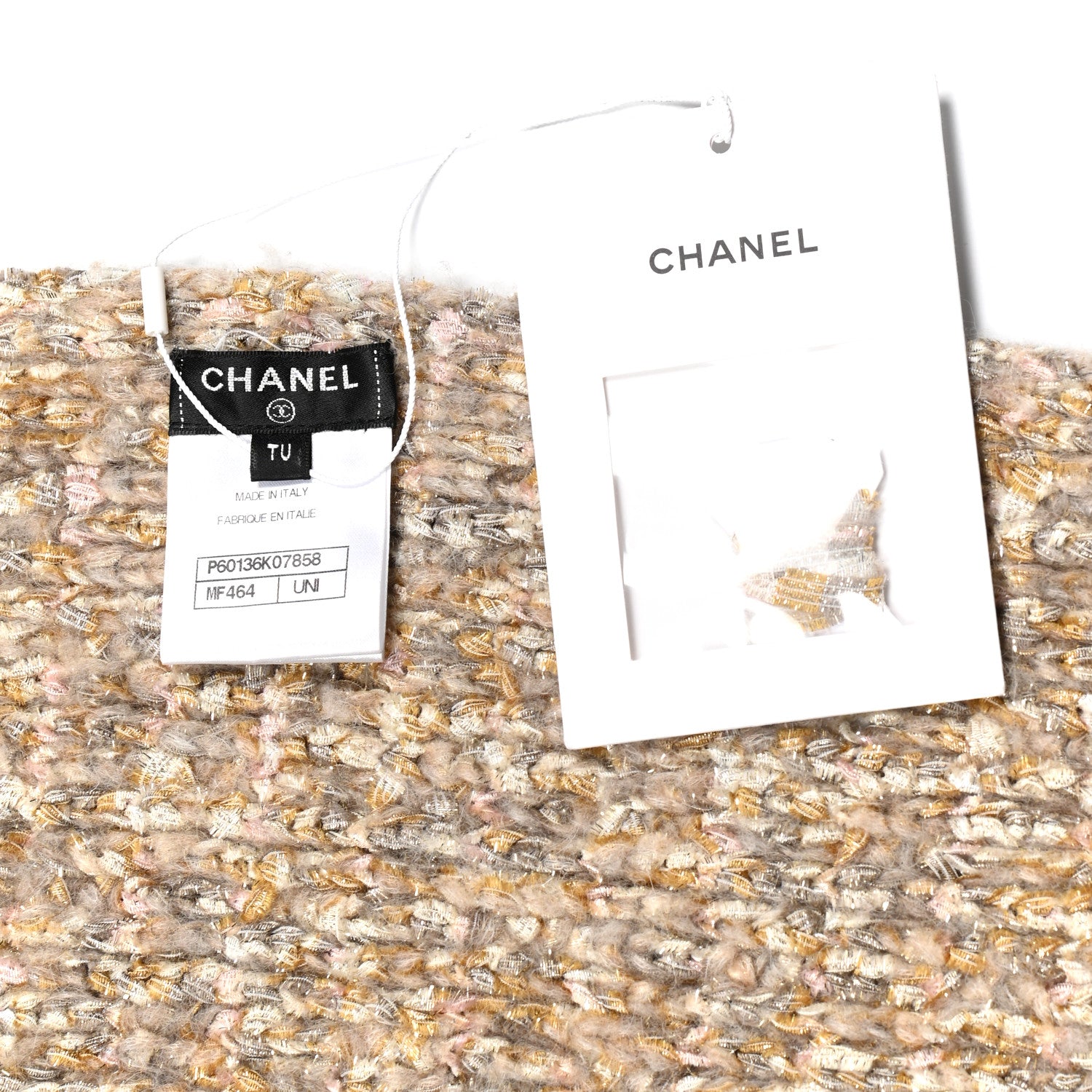 Chanel Viscose Scarf Beige Gold 5 of 5