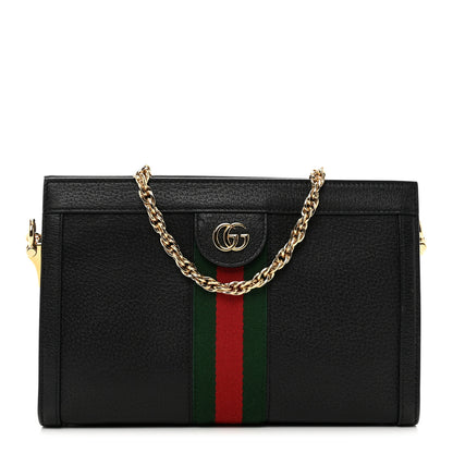 Gucci Calfskin GG Web Small Ophidia Chain Shoulder Bag Black 1 of 10