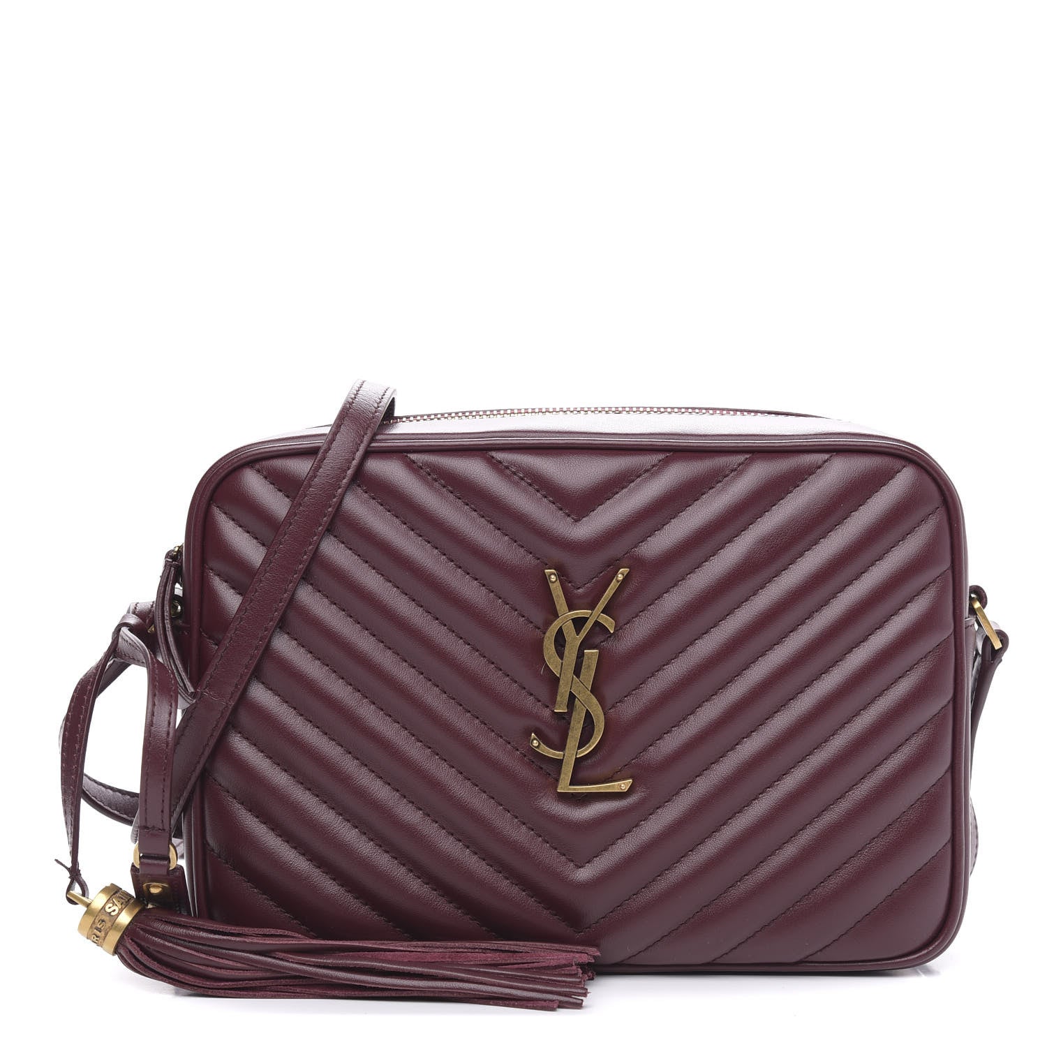 Saint Laurent Calfskin Matelasse Monogram Lou Camera Bag Dark Legion Red 1 of 9