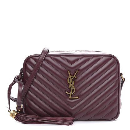 Saint Laurent Calfskin Matelasse Monogram Lou Camera Bag Dark Legion Red 1 of 9