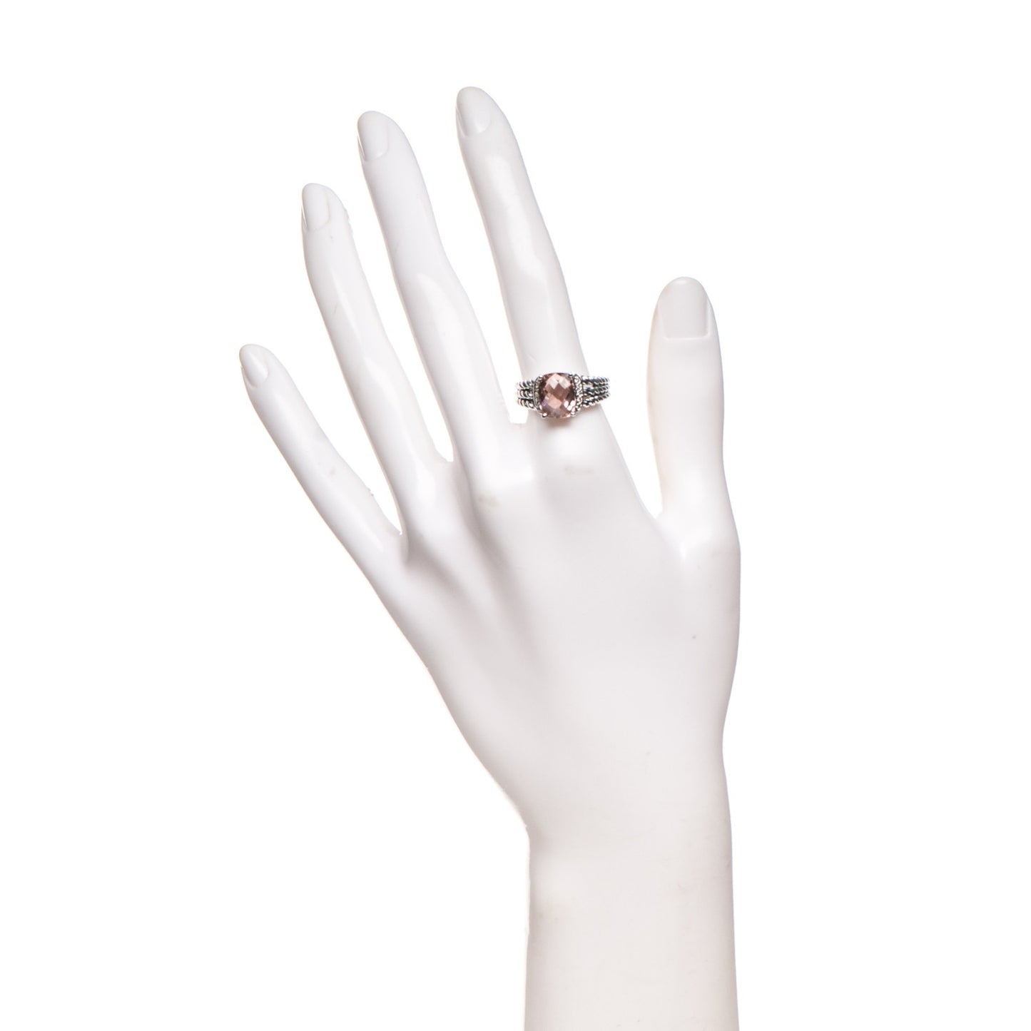Sterling Silver Diamond Morganite 10mm Petite Wheaton Ring 54 7