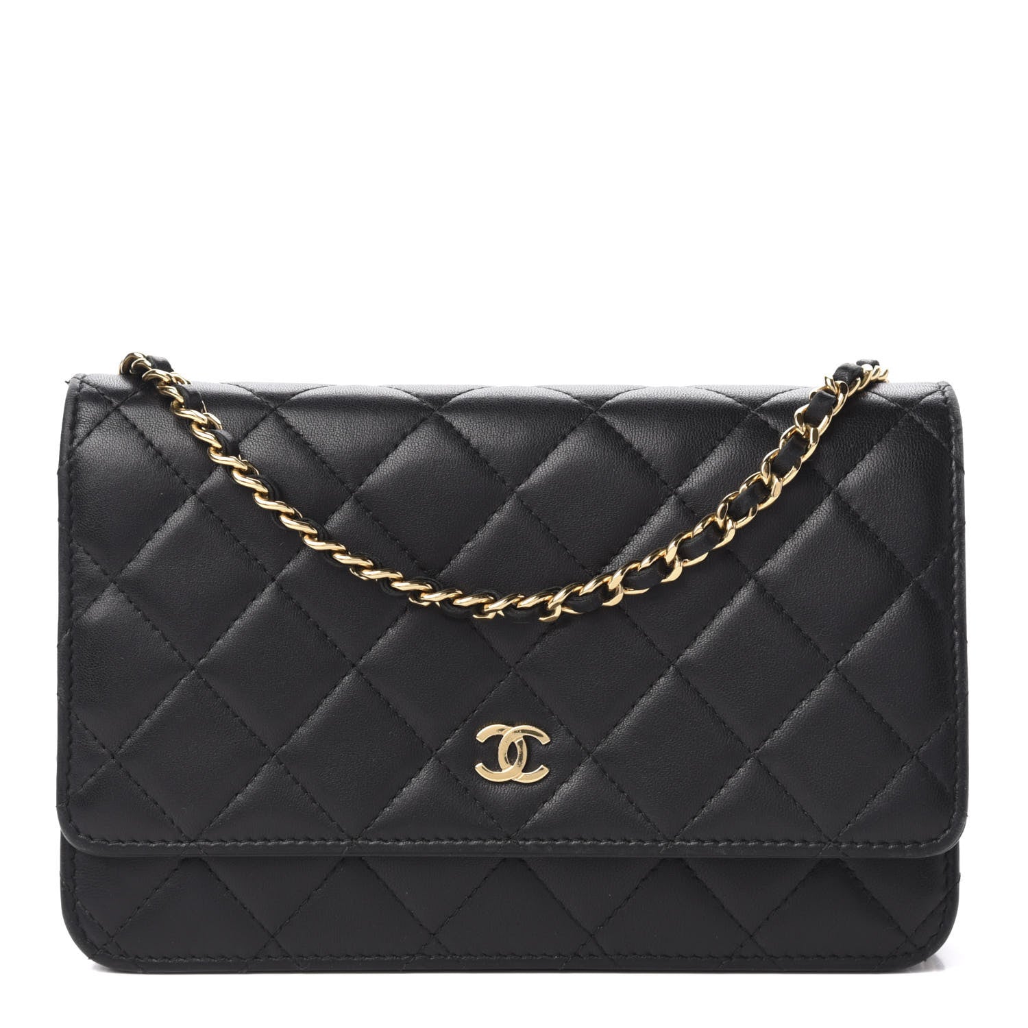 Chanel Lambskin Quilted Wallet On Chain WOC Black 1 of 11