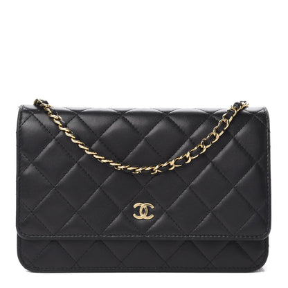 Chanel Lambskin Quilted Wallet On Chain WOC Black 1 of 11