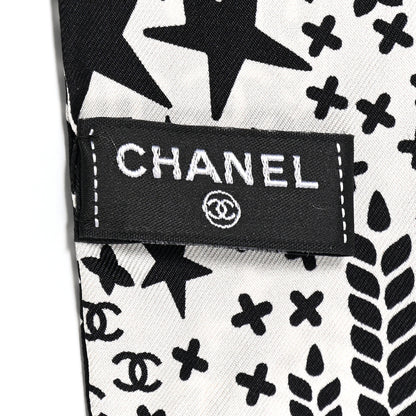 Chanel Silk CC Slim Bandeau Scarf Black Ecru 3 of 10