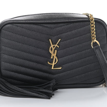 Saint Laurent Grain De Poudre Matelasse Monogram Mini Lou Camera Bag Black 8 of 10
