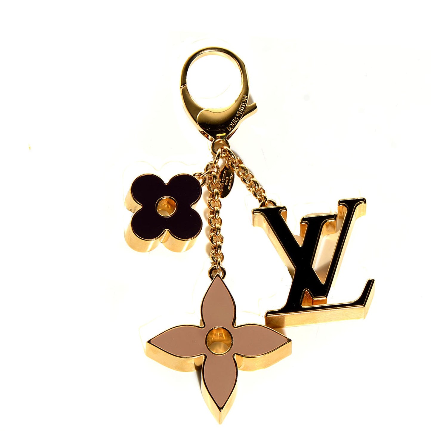 Fleur De Monogram Bag Charm Dore
