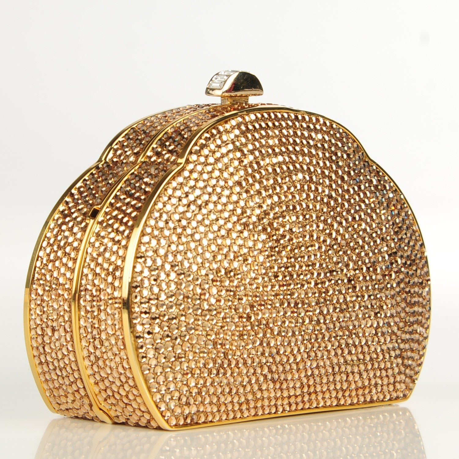 Judith Leiber Swarovski Crystal Minaudiere Clutch Gold 4 of 10