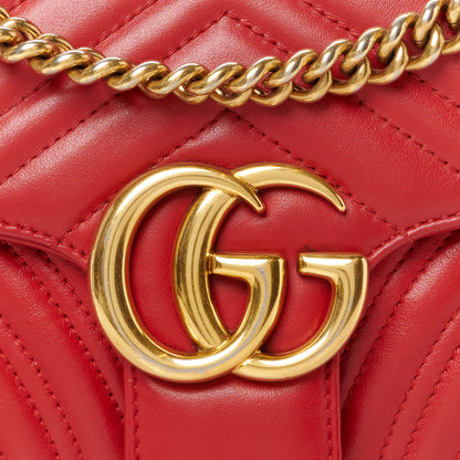 Gucci Calfskin Matelasse Small GG Marmont Shoulder Bag Hibiscus Red 9 of 11