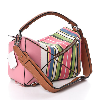 Loewe Calfskin Small Fringe Puzzle Bag Pink Multicolor 4 of 9