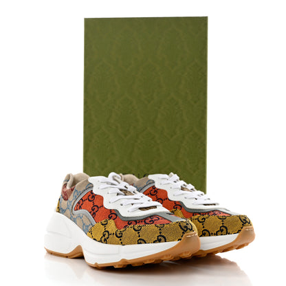 Gucci Monogram Multicolor Demetra Womens Rhyton Sneakers 36 Yellow Blue Great White Tabasco 8 of 8