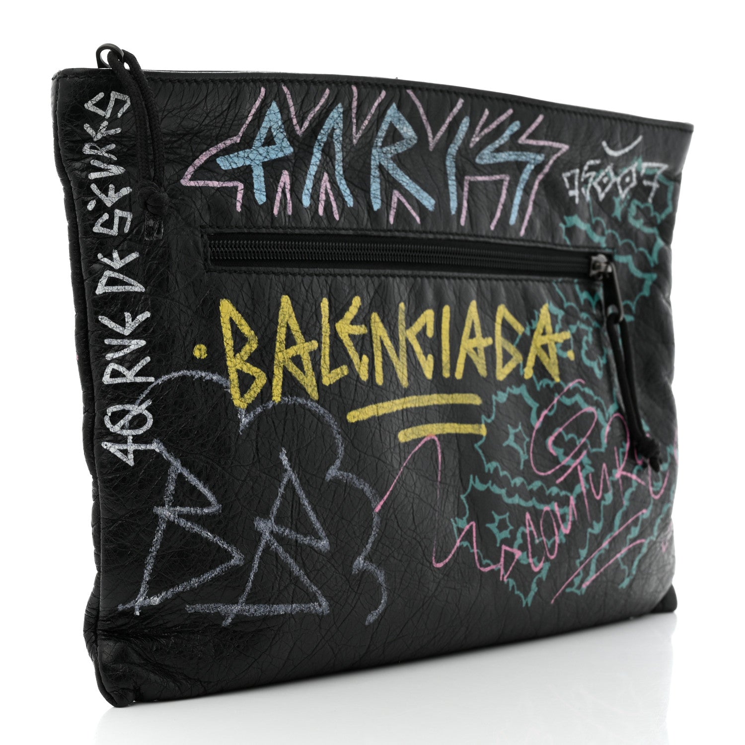 Balenciaga Agneau Arena Graffiti All Over Explorer Pouch Black Multicolor 3 of 7
