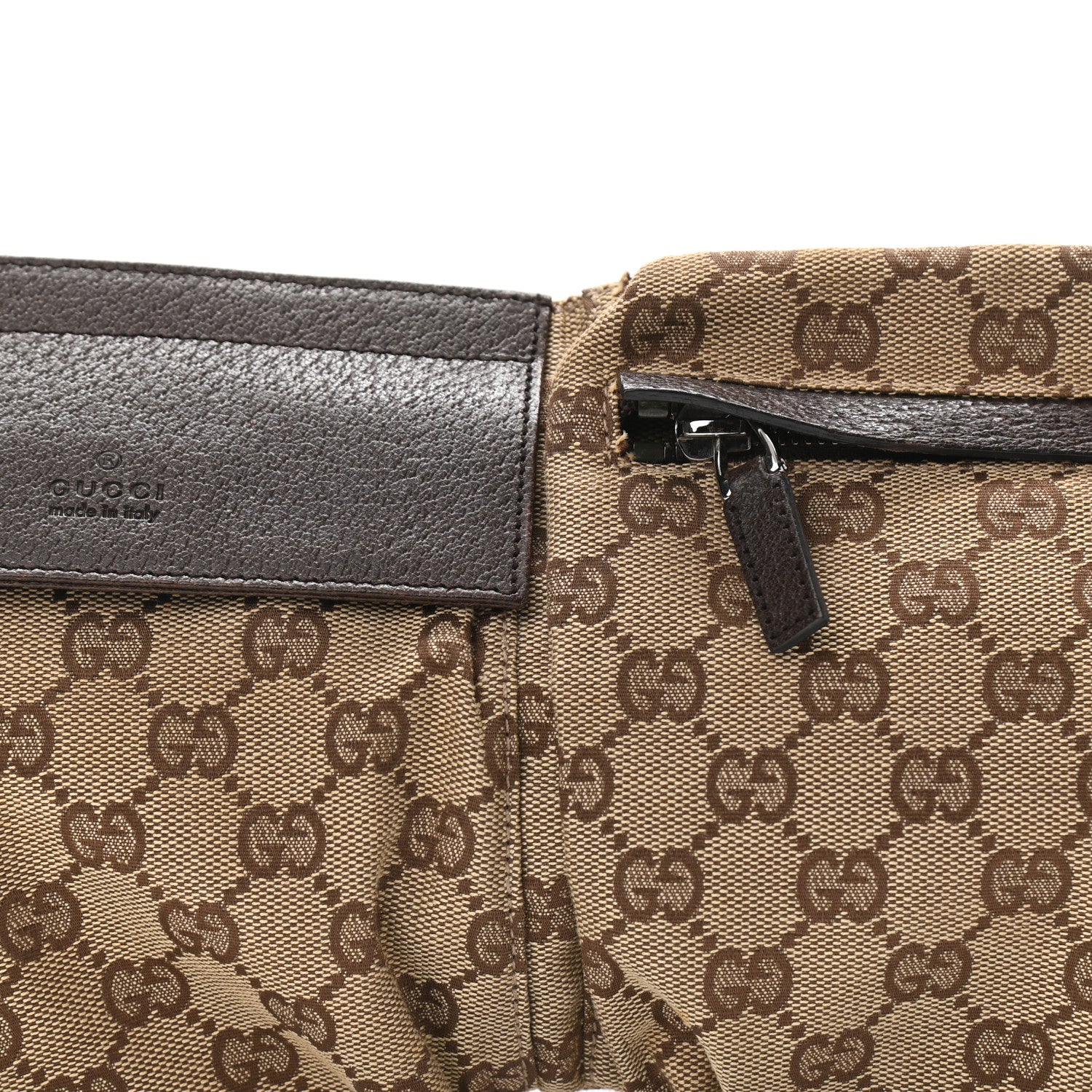 Gucci GG Monogram Web Double Pocket Belt Bag Dark Brown 7 of 9