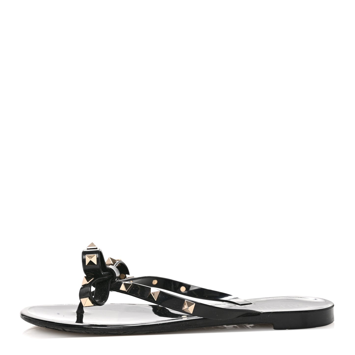 PVC Jelly Rockstud Bow Thong Sandals 37 Black
