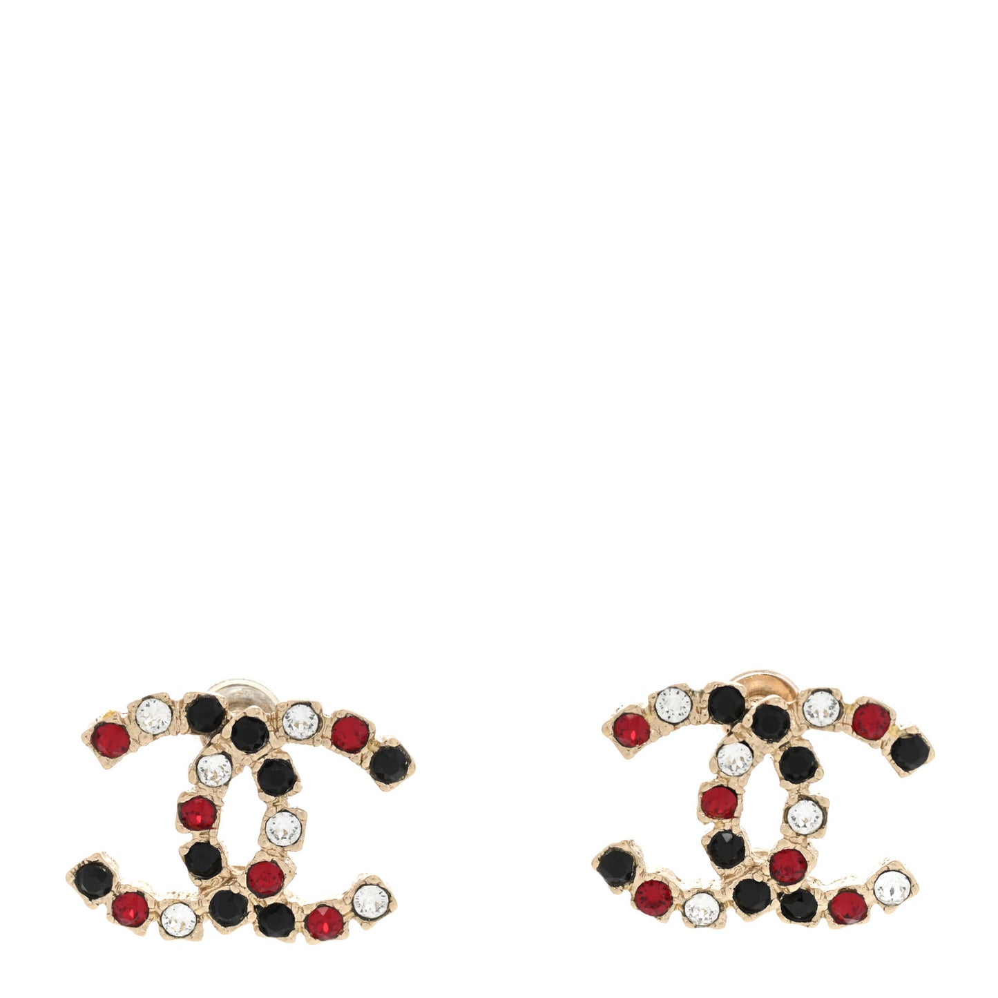 Crystal CC Earrings Gold Black Red