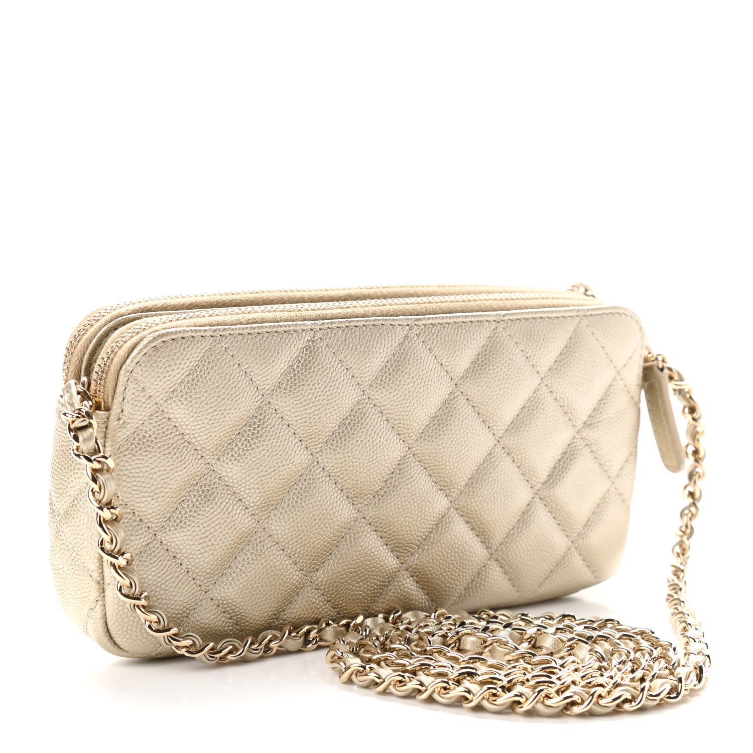 Chanel Metallic Caviar Quilted Small Clutch With Chain Gold 3 of 14