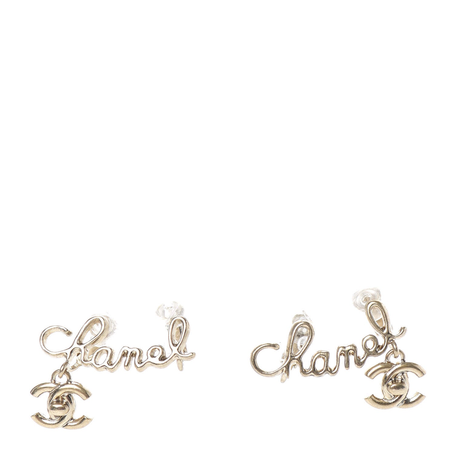 Chanel Metal CC Turnlock Climber Clip On Earrings Gold 1 of 5