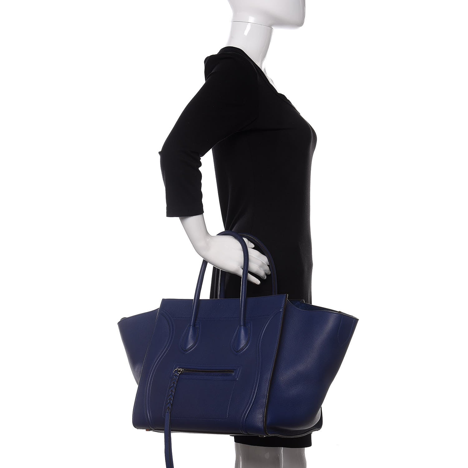 Celine Grained Calfskin Medium Phantom Luggage Indigo 2 of 9