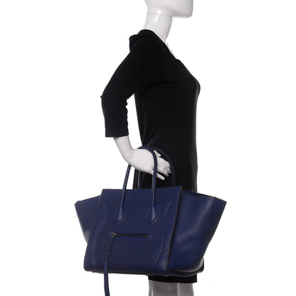 Celine Grained Calfskin Medium Phantom Luggage Indigo 2 of 9