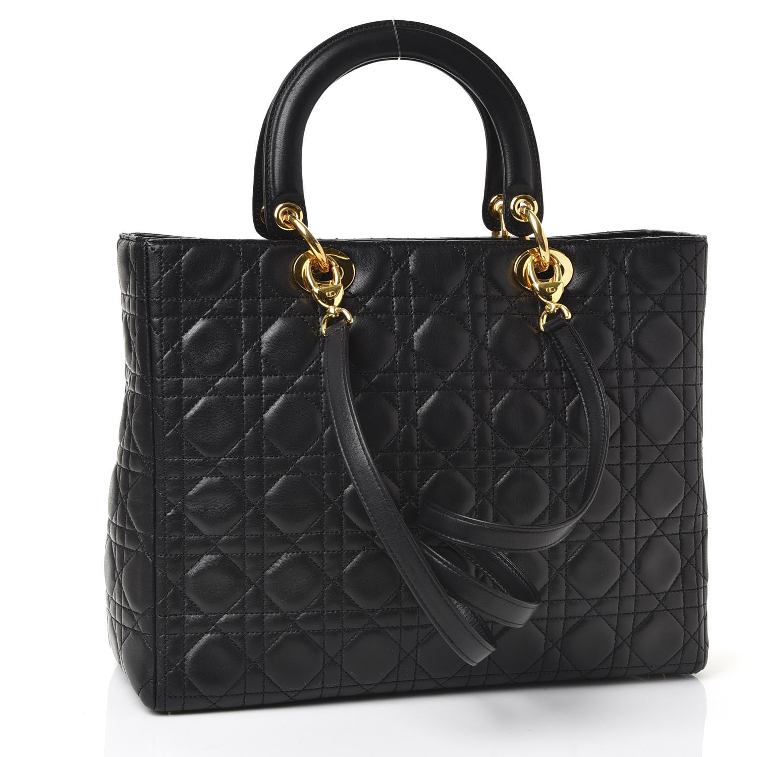 Christian Dior Lambskin Cannage Large Lady Dior Black 2 of 9