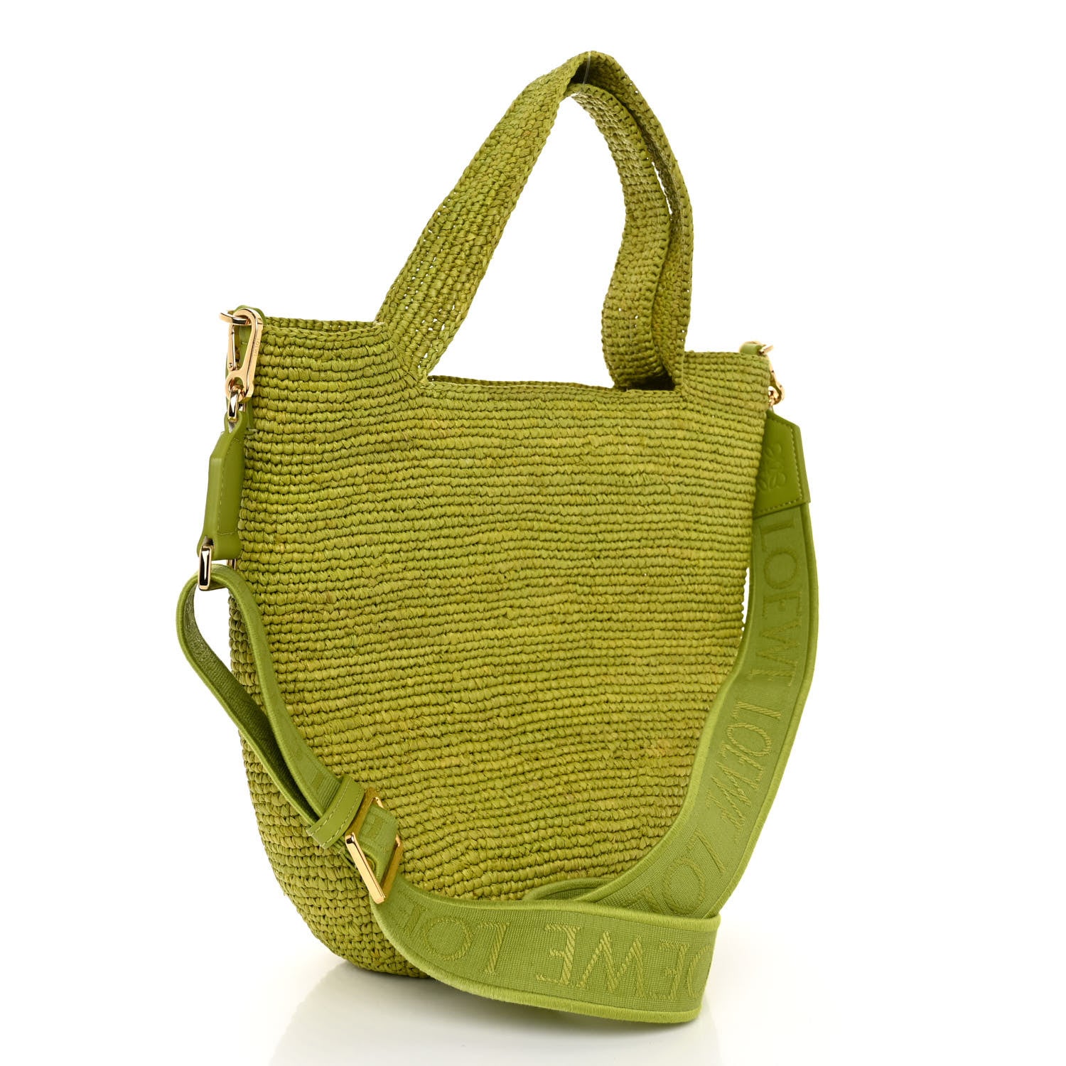 Loewe Raffia Mini Slit Tote Bag Meadow Green 3 of 9