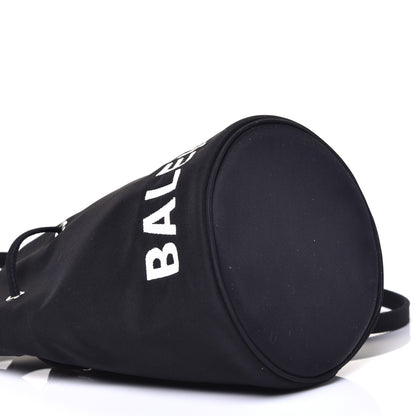 Balenciaga Recycled Sport Nylon Logo Embroidered Wheel Drawstring Bucket Bag XS Black 6 of 11