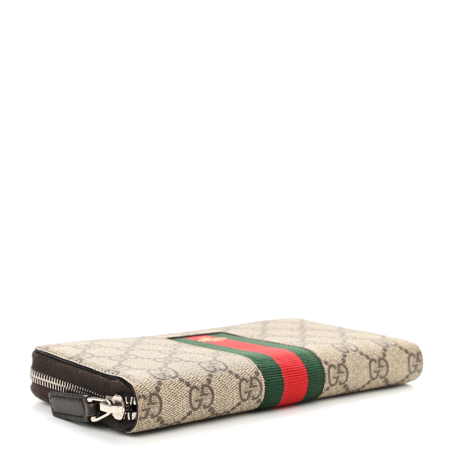 Gucci GG Supreme Monogram Web Bee Zip Around Wallet Beige Cocoa 4 of 12