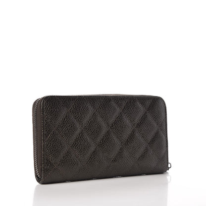 Chanel Caviar Quilted Small Zip Around Wallet Dark Charcoal 3 of 9