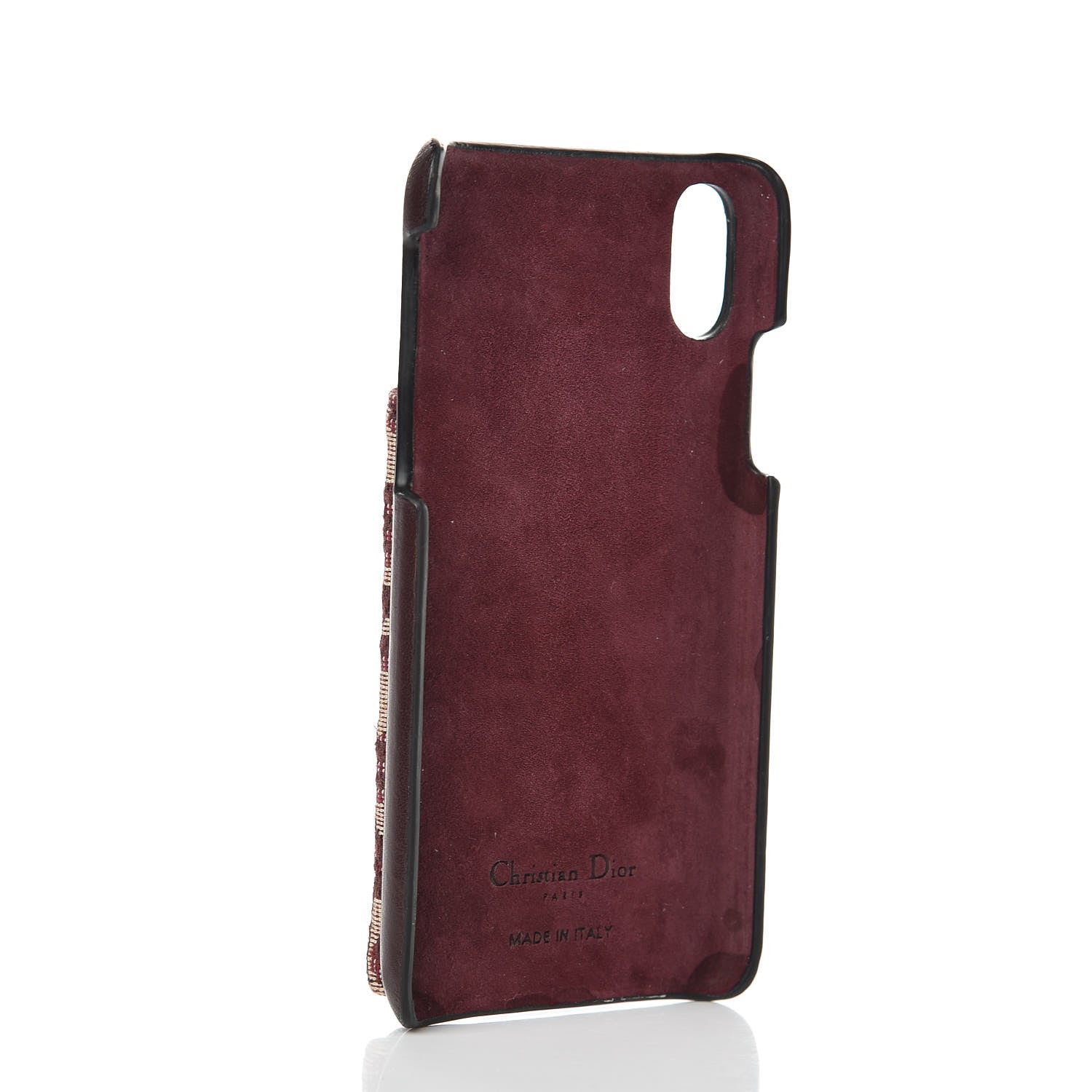 クリスチャンディオール　iPhoneケース　iPhone X Christian Dior Oblique Calfskin Saddle iPhone X Case Bordeaux