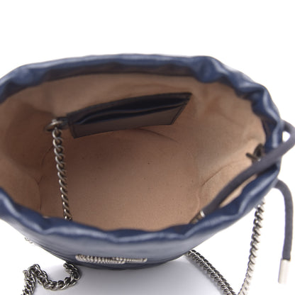 Gucci Vintage Effect Calfskin Matelasse Diagonal Mini Torchon GG Marmont 2.0 Bucket Bag Blue Agata Mystic White 5 of 9