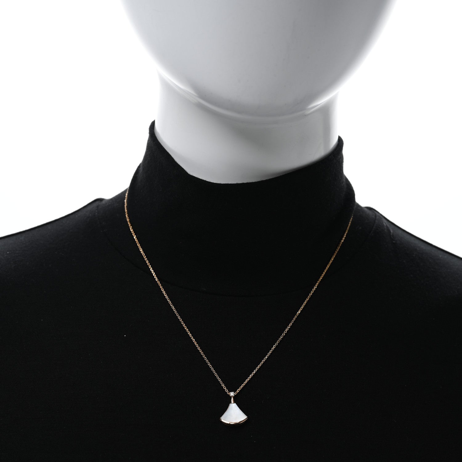 Bulgari 18K Rose Gold Diamond Mother of Pearl Small Divas' Dream Pendant Necklace 3 of 5