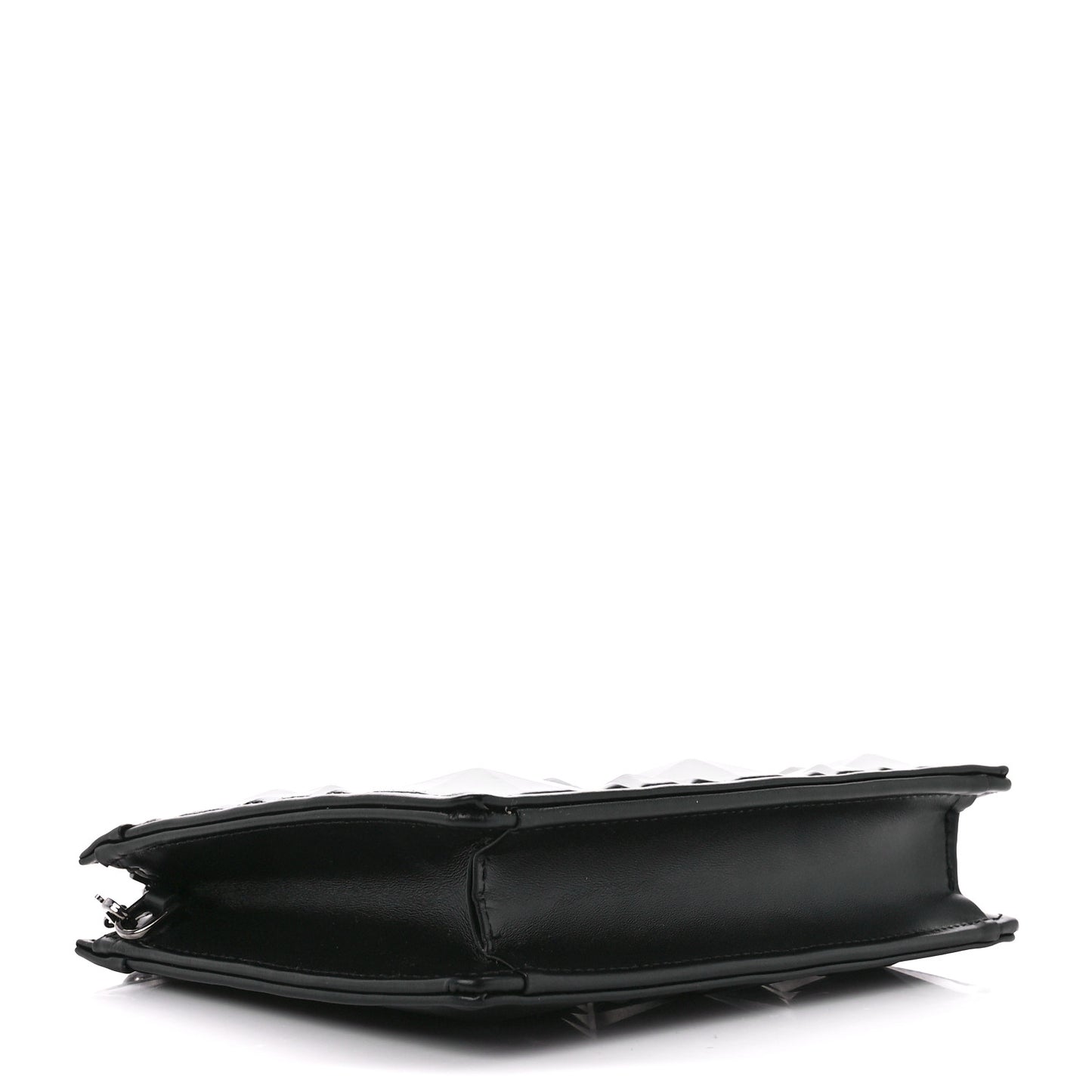 Calfskin Macrocannage Diamond Caro Zipped Pouch With Chain Black