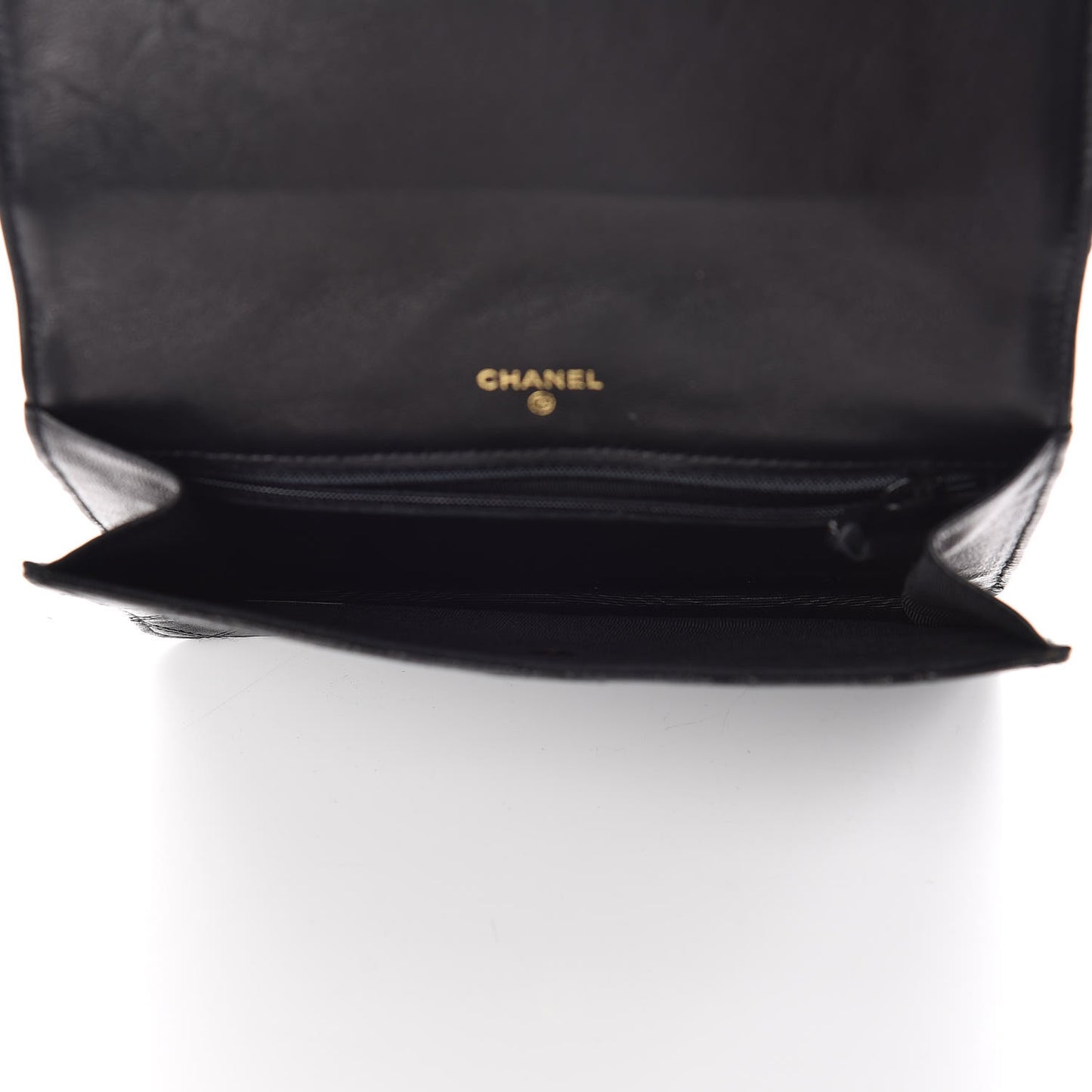 Lambskin Diamond Stitch Compact Pouch Black