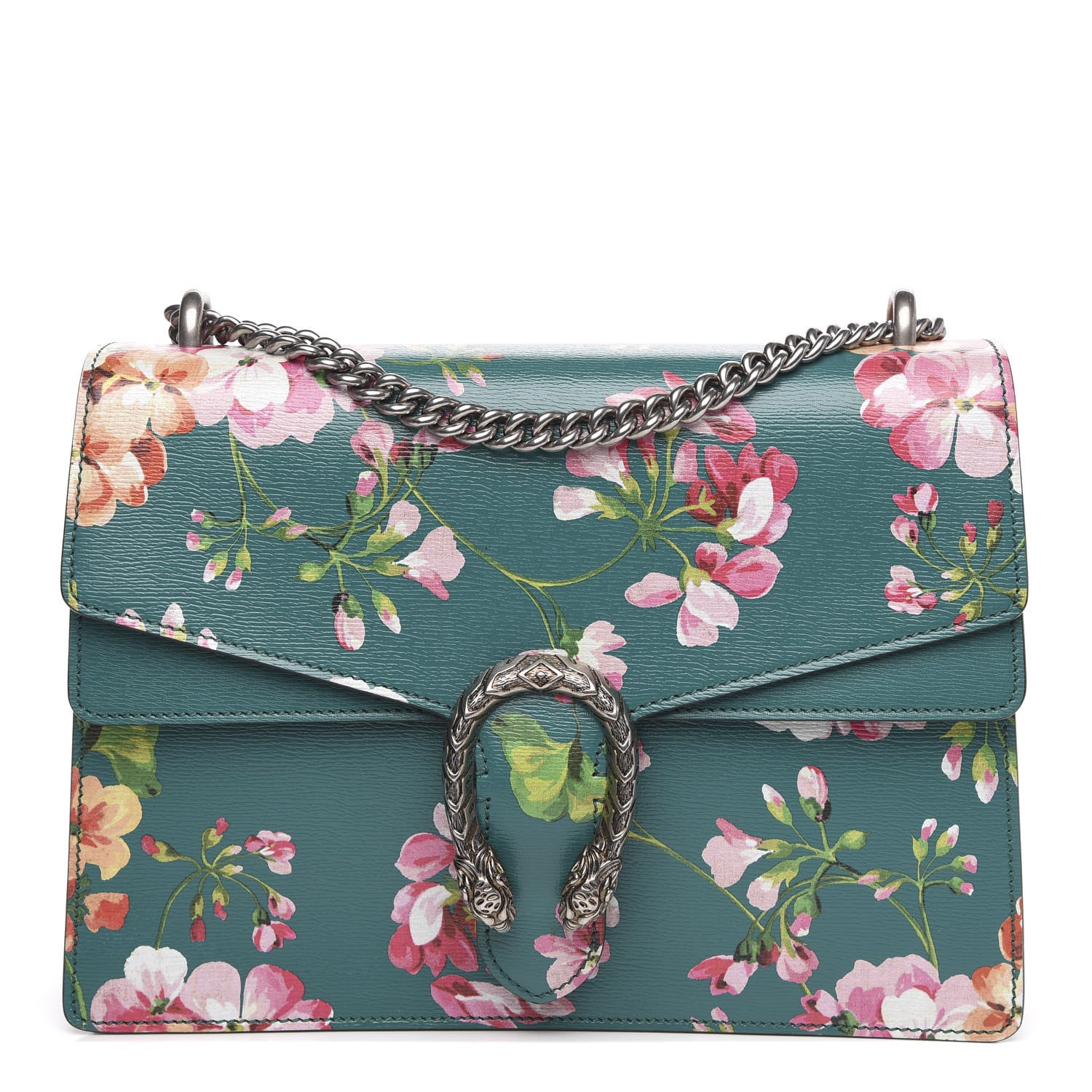 Gucci Calfskin Blooms Print Medium Dionysus Shoulder Bag Bright Emerald Multicolor 1 of 10