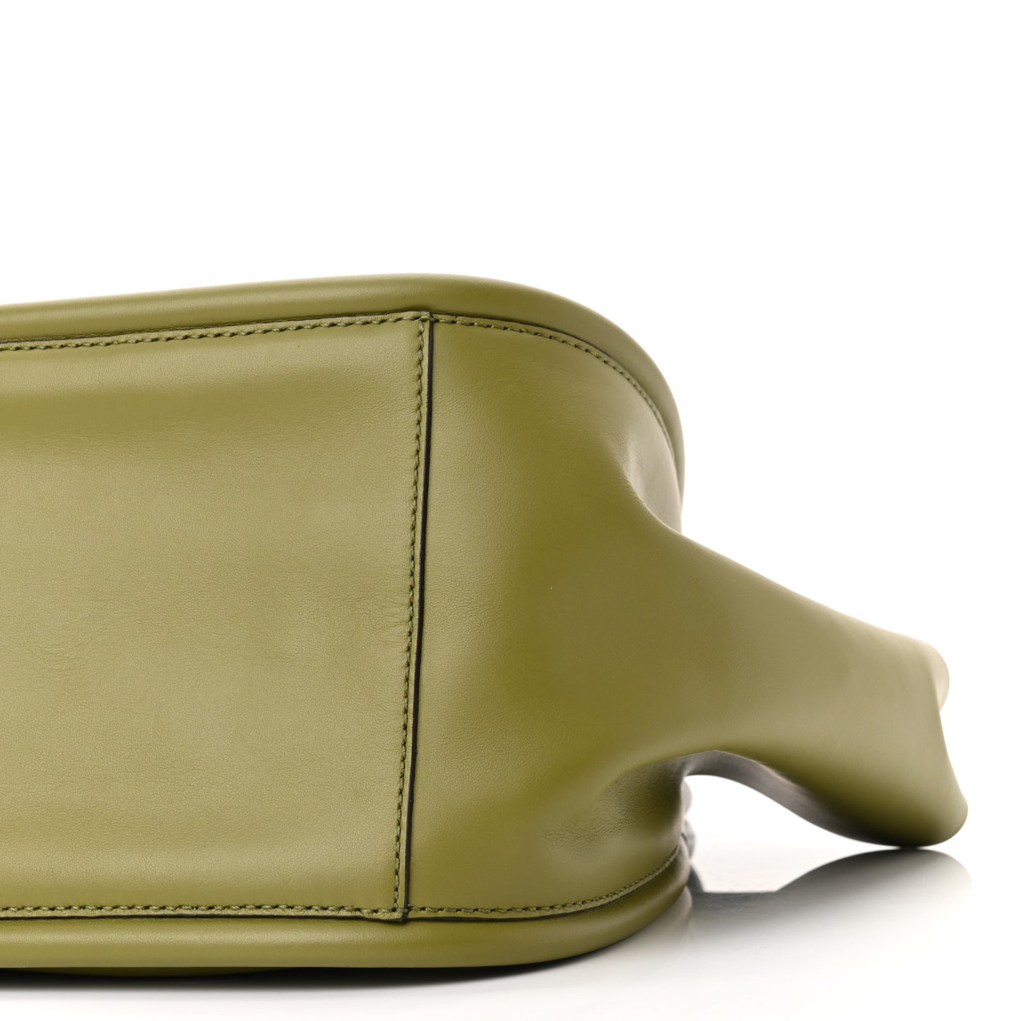 Calfskin Suede Large Ruched Tote Moss