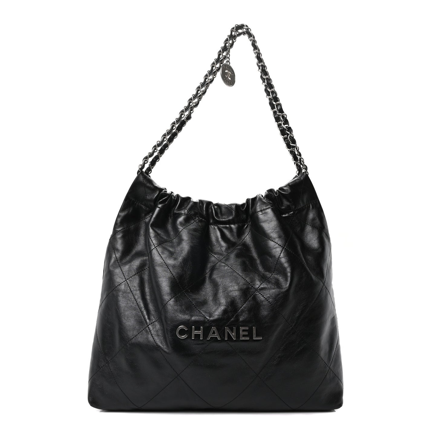 Shiny Calfskin Quilted Chanel 22 Black