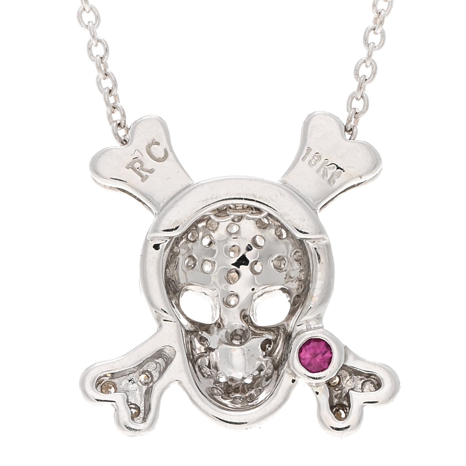 Roberto Coin 18K White Gold Diamond Tiny Treasures Skull and Crossbones Pendant Necklace 4 of 4