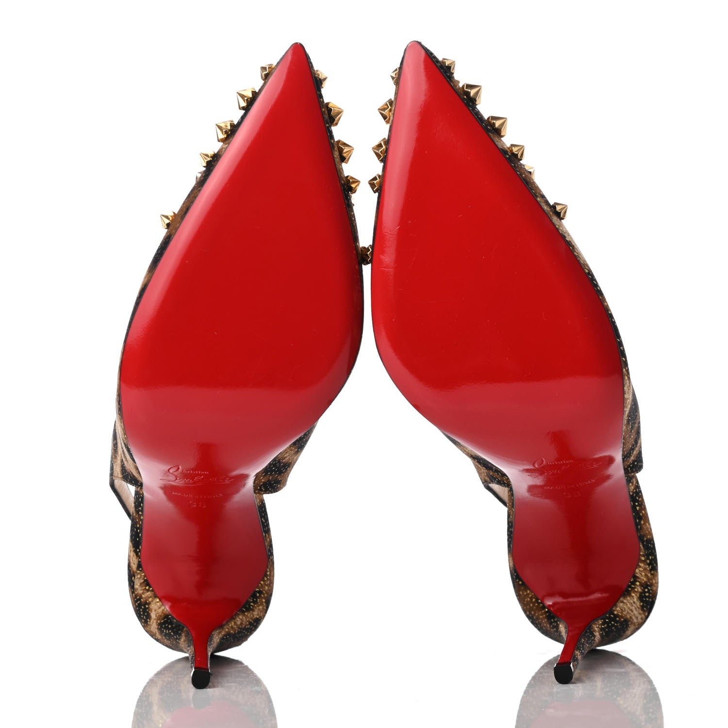 Christian Louboutin Lurex Panthere Drama Sling 100 Pumps 38 Black Gold 5 of 8