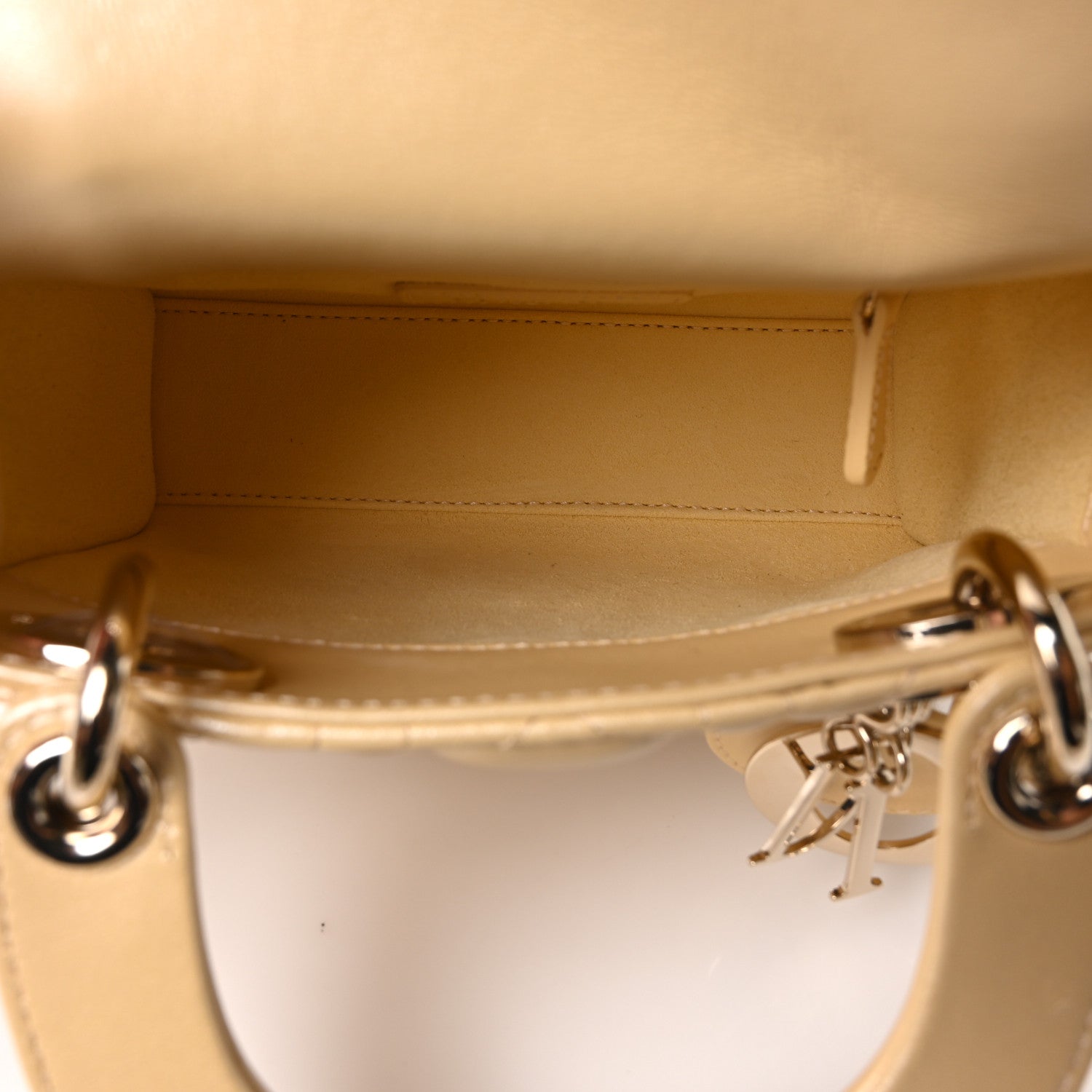 Christian Dior Iridescent Metallic Lambskin Cannage Mini Lady Dior Soft Yellow 5 of 10